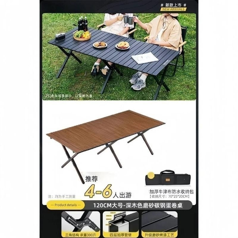 Camping table outdoor multi-functional foldable camping table and chair suit stall table portable plaid camping chair no