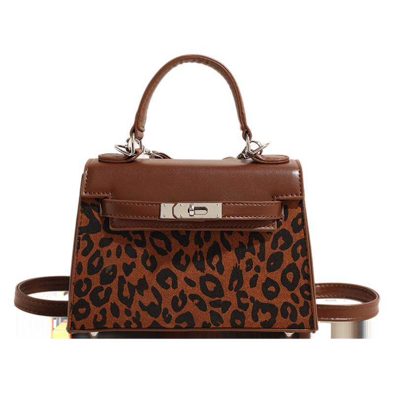 Niche retro leopard print Kelly backpack bag women's 2025 autumn new popular large-capacity shoulder messenger bag