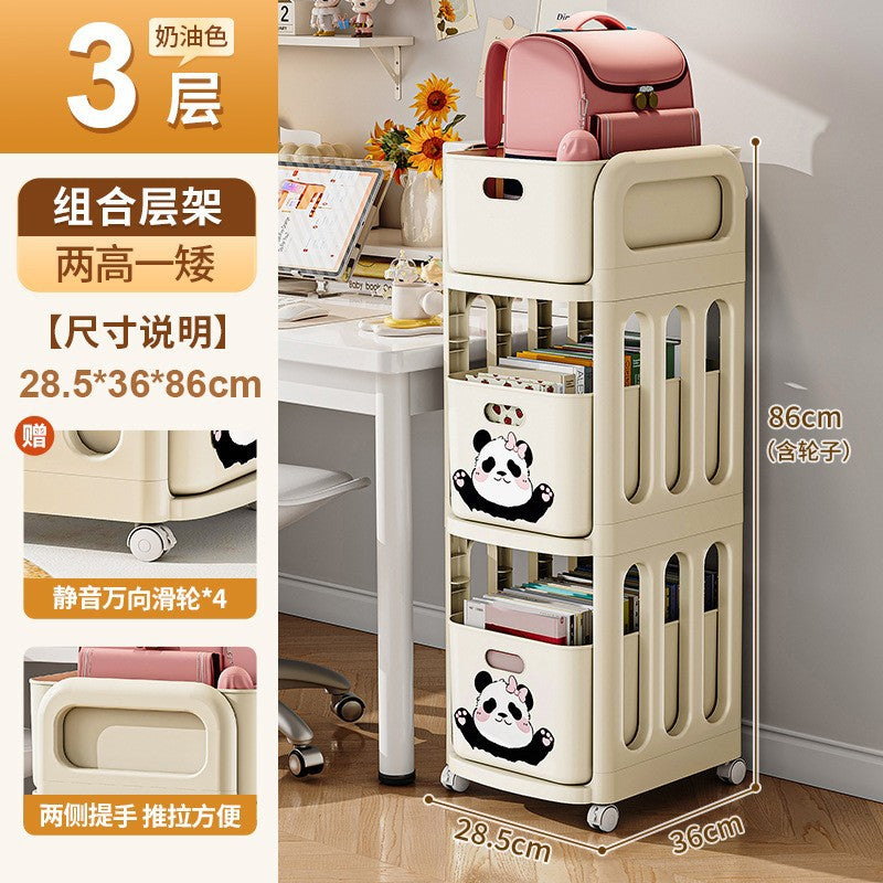 School bag shelf movable pulley trolley with wheels storage artifact household universal storage shelf bookshelf durable