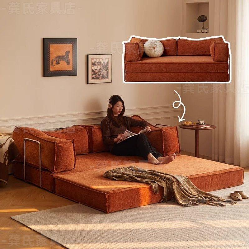 Sofa living room fabric casual small apartment rental house single and double reclining sofa assembled foldable dual-purpose sofa bed