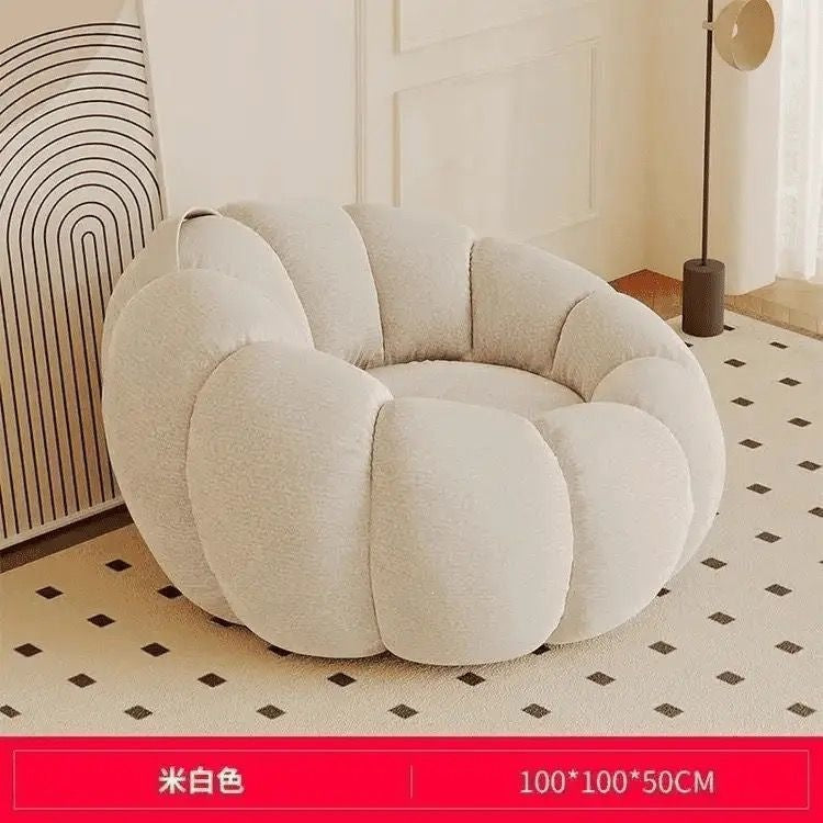 Cream style lazy sofa can lie down and sleep back chair pumpkin single sofa cashmere sofa chair fabric all-in-one