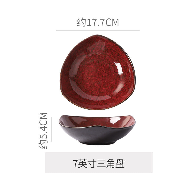 Personalized burgundy ceramic restaurant hotel tableware embossed exquisite fruit dessert plate tea tray for home dish plate salad bowl