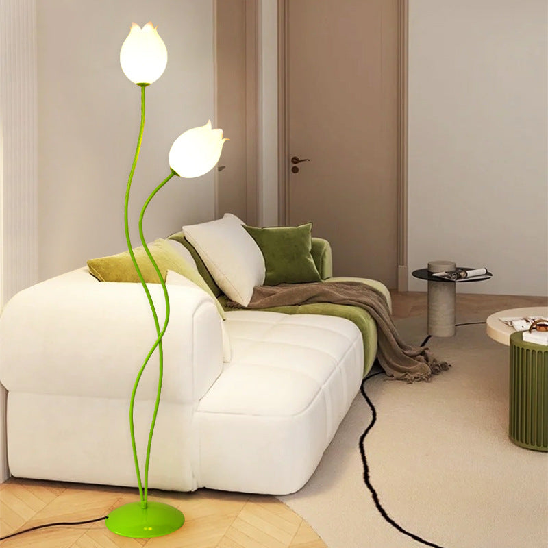 Creamy magnolia creative floor lamp - perfect for living room, sofa side, bedroom bedside, and floral ambiance decoration