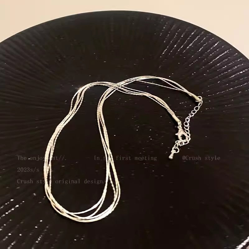 Multi-layered tassel snake bone chain jewelry metal necklace for women french cold style necklace accessible luxury accessories clavicle