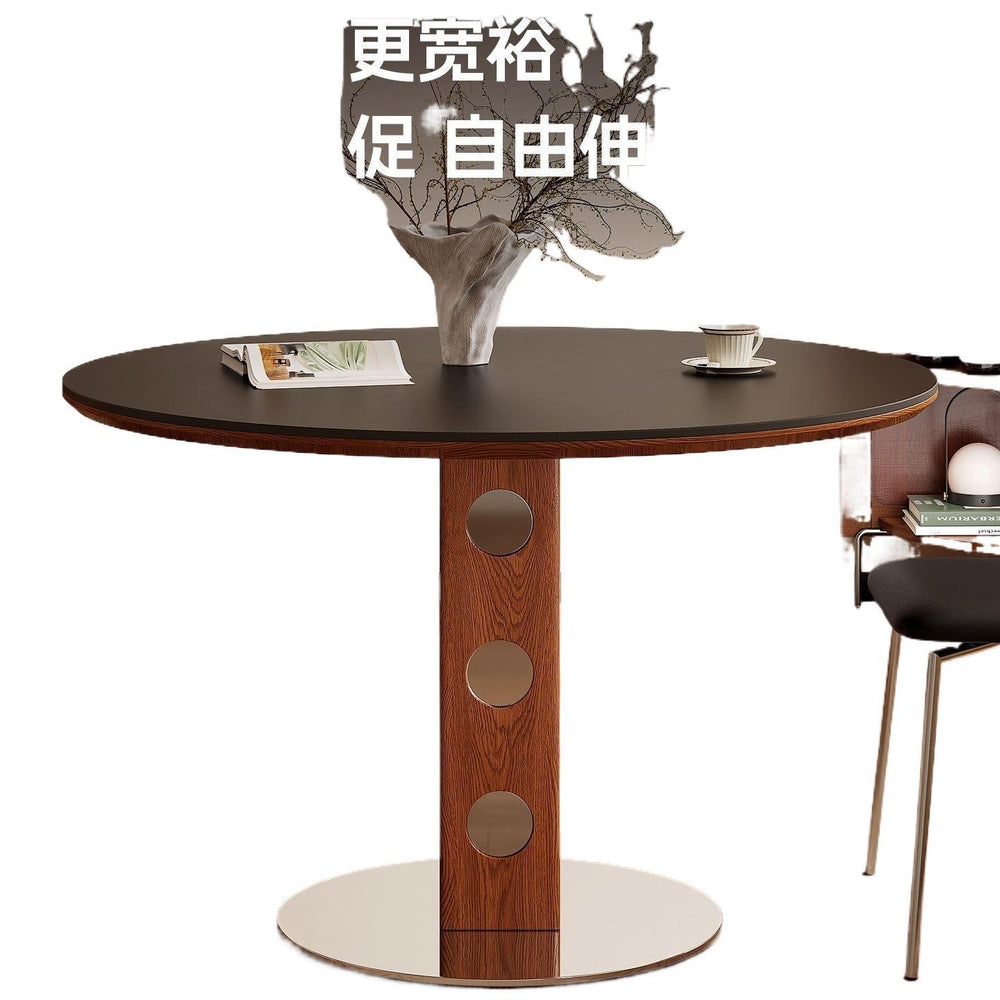 Medieval fengberg round table retro metal legs small apartment dining table scandinavian bauhaus solid wood for home slate dining table