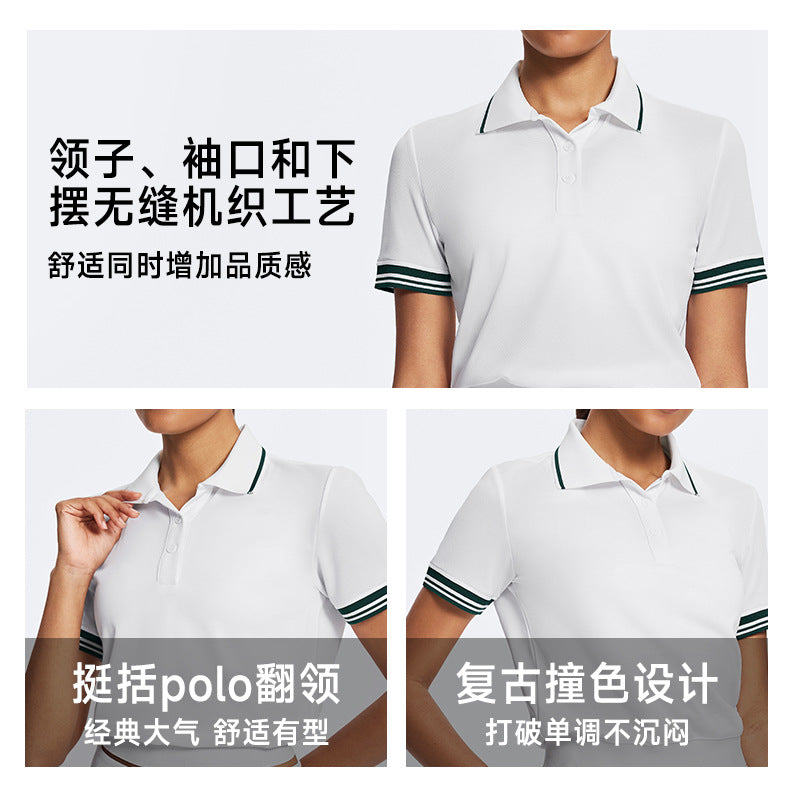 Loose-fit tennis top slimming polo shirt golf badminton breathable yoga fitness wear women's tennis