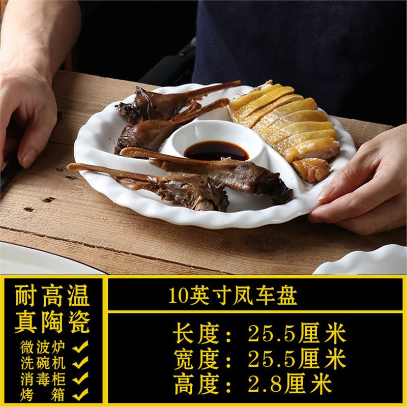 Special-shaped plate, commercial for homeasymmetricalwhite ceramic dinner plate, hotel tableware, restaurant special liang shao yi
