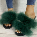 Turkey feather slippers for women outwearexport cotton slippers fashionfashion fur home flatscolorful fur slippers