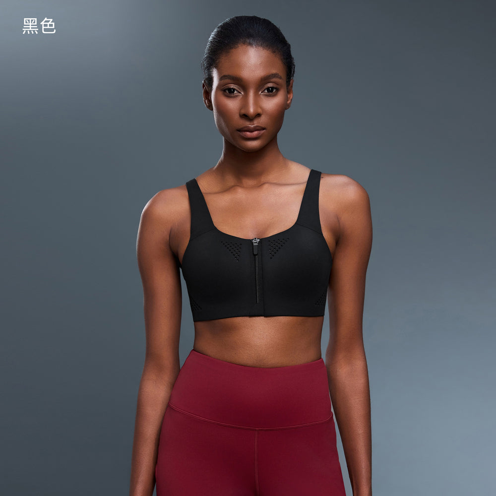 High-intensity support sports bra - front zipper, integrated yoga cup, shockproof, running & training, beautiful back bra - d25116