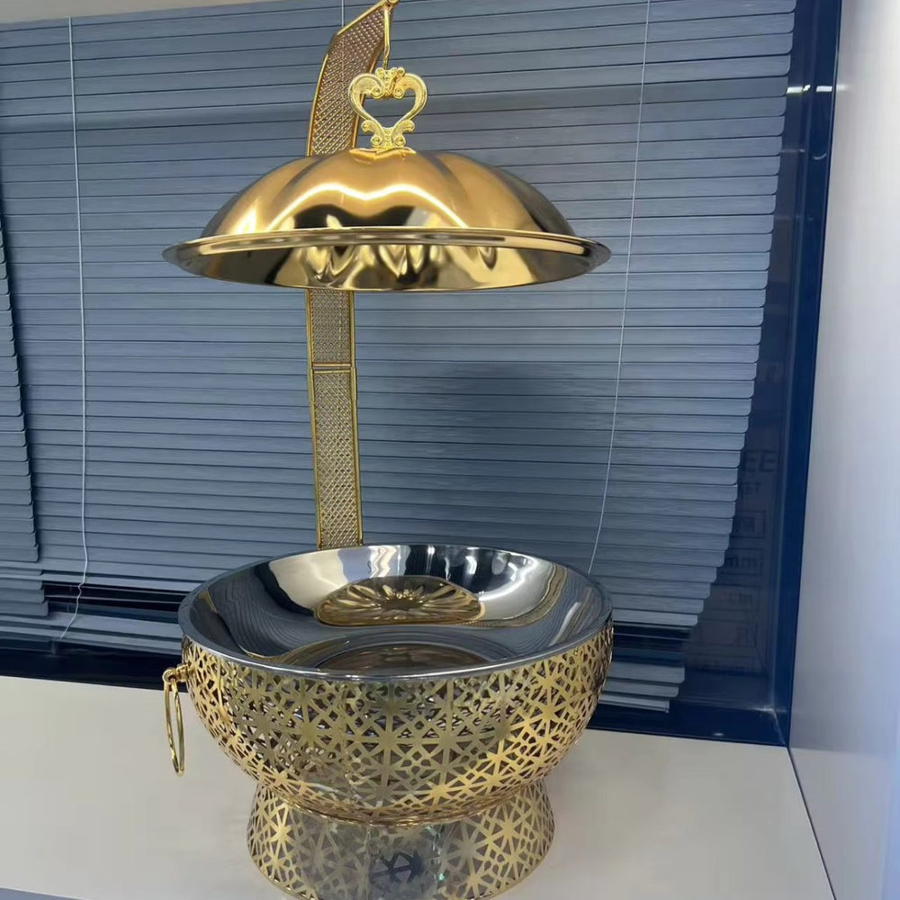 High-end gold stainless steel buffet warmer - hot pot set for weddings, parties, hotels, and restaurants - in stock