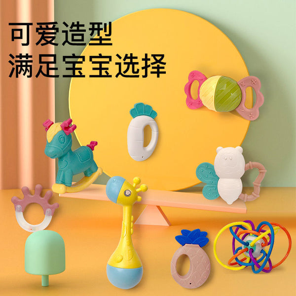 Cross-border  hand rattle toy baby grasp training gnawable boiled toothpaste newborn baby