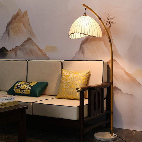 Zen Chinese style bamboo retro floor lamp B & B living room tea room study sofa reading corner bedroom bedside lamp