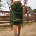 European and american women's clothing  cross-border foreign trade  new arrival denim tie backworkwear skirt casual mid-length skirt trendy