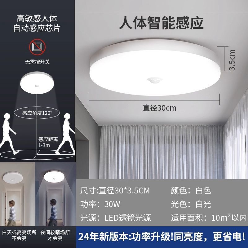 Led ceiling light - motion sensor radar light for stairwells, hallways, entryways, and balconies