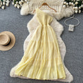 Accessible luxury socialite style sleeveless slanted shoulder silmdress women's summer pleated waist slimming look a-line skirtelegant dress