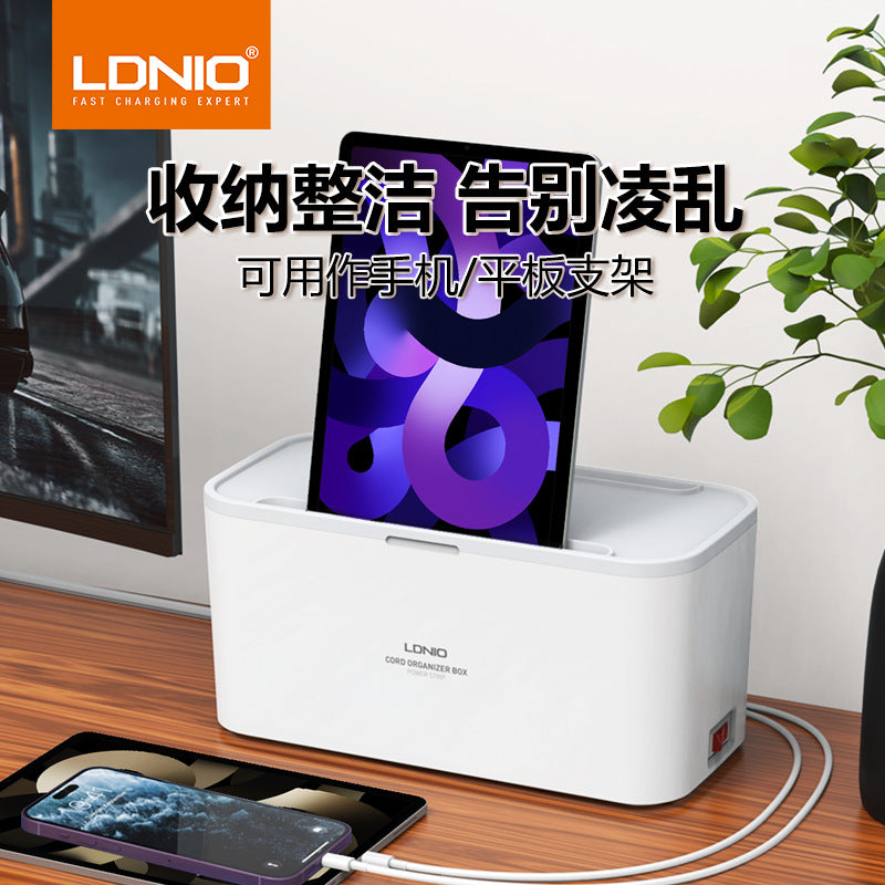 Lidenuo  multi-functional desktop socket storage box, British standard, US standard, Australian standard, with cable tractor board storage box