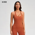 Women's yoga top with built-in bra, criss-cross back, fitness sports tank top, running pilates yoga bra yg-1009