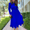 D3239 independent station fashion cross-border women's autumn puff sleeve tops pleated skirt two-piece set african suit
