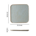 Vintage rustic ceramic steak plate - unique square plate with rim for home, restaurant, hotel, and dessert presentation