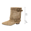 new arrival belt buckle pointed suede low heel trouser boots autumplus sizeretro thick heel knee socks boots for women wholesale
