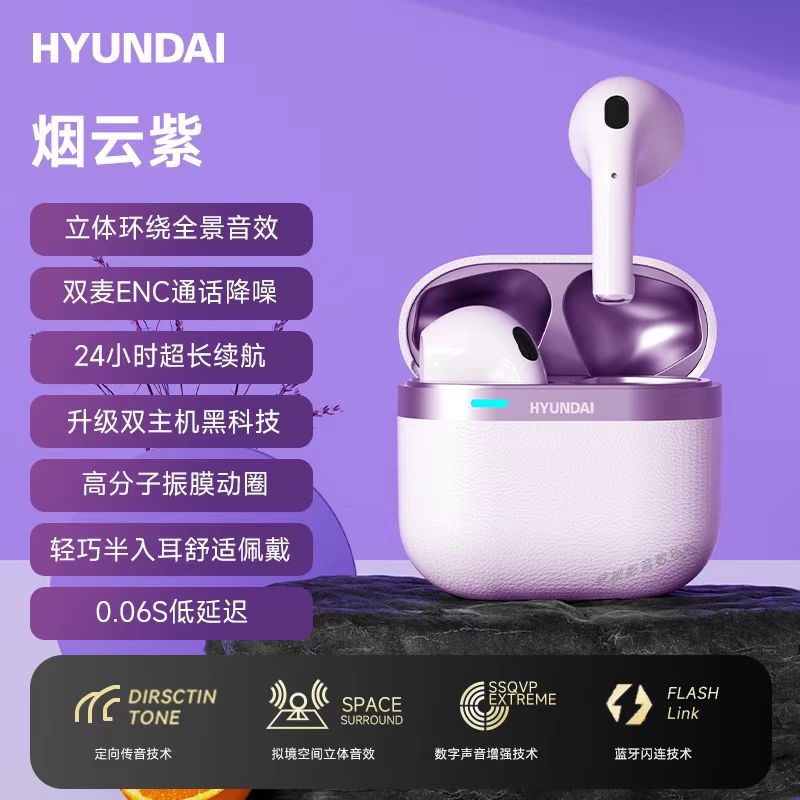 Hyundai t02pro wireless bluetooth earbuds - high-fidelity tws, gaming-grade, sporty & stylish, premium quality earbuds