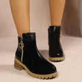 plus size side zipper short boots for women autumn winternew arrival round toe british style thick heel heart metal buckle boots