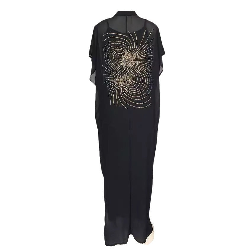 supply small stand-up collar whirlwind-shaped stylish hot diamond fashionloosedress african women's long skirt big sale