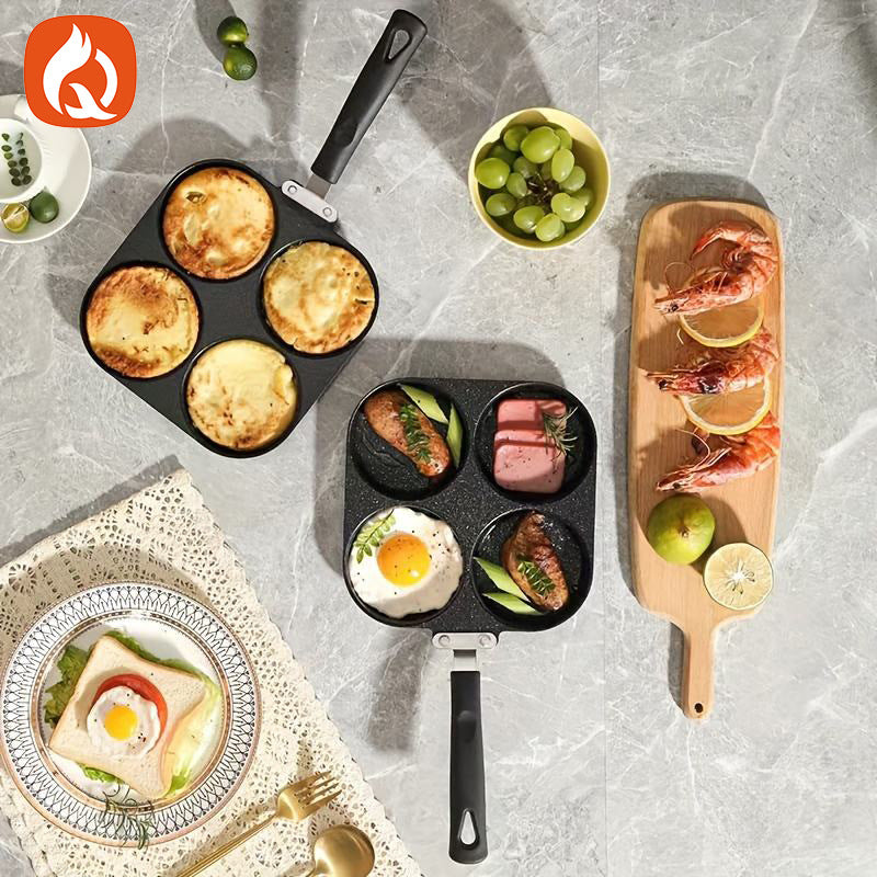 medical stone four-hole frying pan for home breakfast omelette pan egg burger frying pan factory direct supply wholesale