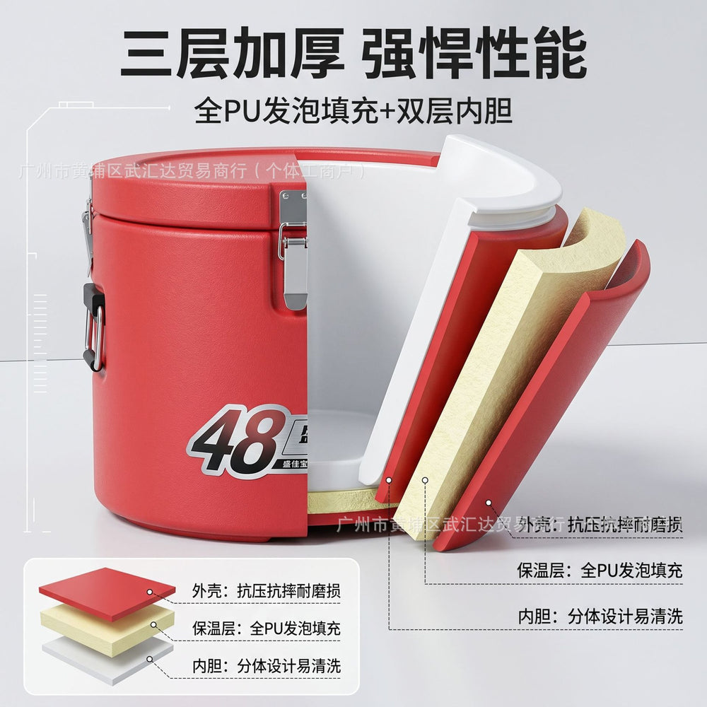 Insulated bucket commercial canteen rice bucket 304 stainless steel large capacity insulated soup porridge bucket ice powder stall milk tea bucket