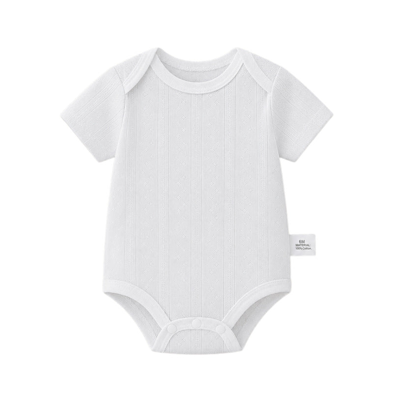 Baby romper - 100% cotton, lightweight summer style - newborn bodysuit, short-sleeve onesie, open-back design for summer
