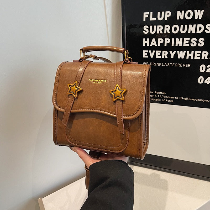 New Star Fashion College Style Multifunctional Solid Color Vintage Student School Bag Portable Travel Backpack Women's Bag