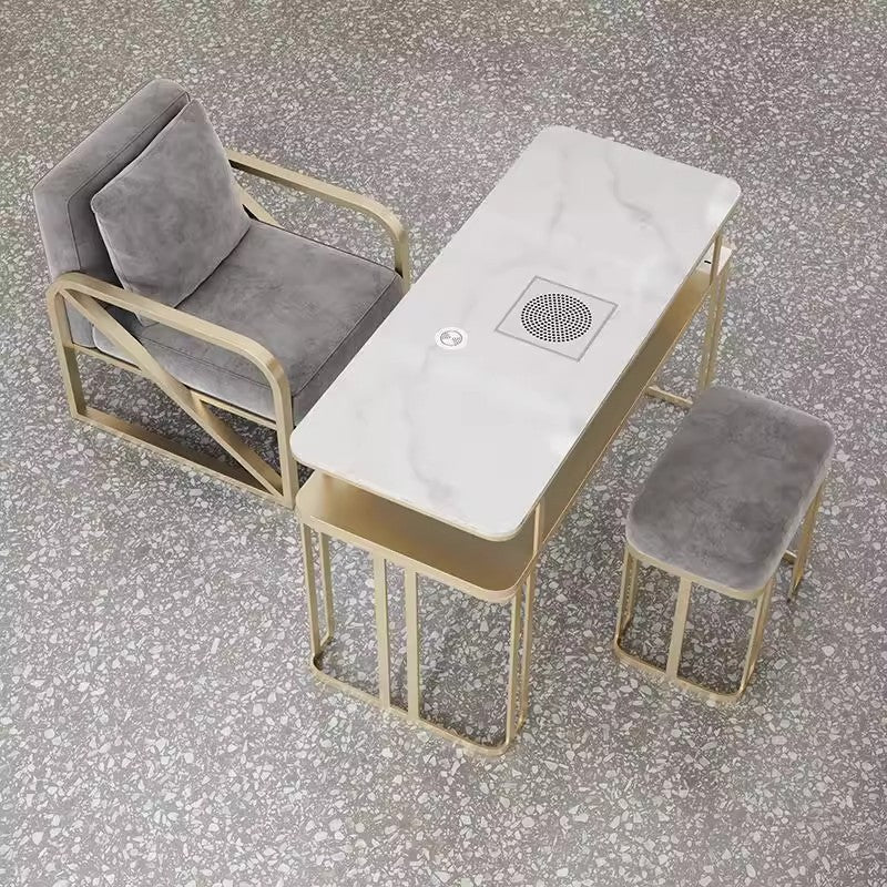 Widened 45cm marble nail table and chair set - special offer! economical single/double, light luxury, multi-functional, odorless, carbon steel with baked enamel finish