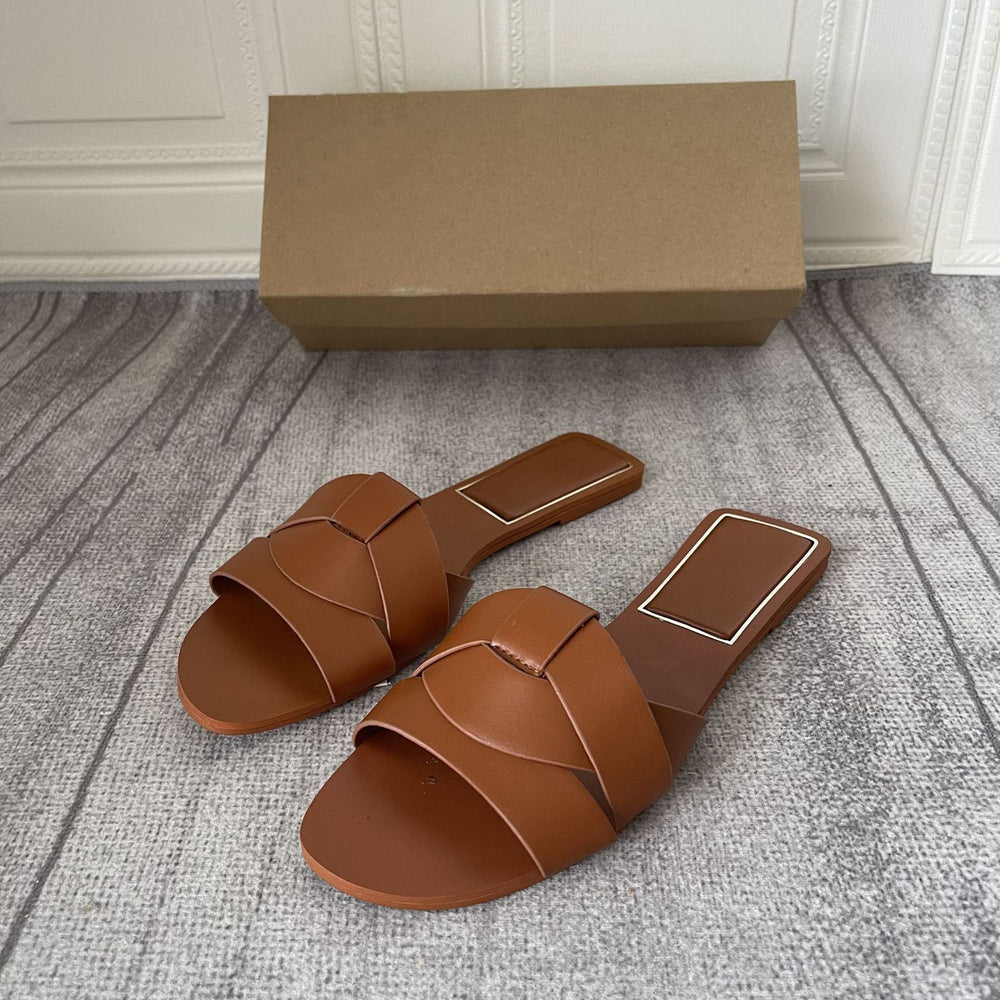 Z home 2023 black flats shoes summer new arrival nude square toe cross casual outwear flats sandals women