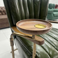 Cigar chair popular cigar chair, not tired after sitting for a long time, coffee chair, solid wood armrests with tray, leather sofa chair, american style