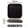 Black gold edge 10inch square plate