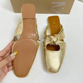 Za women's shoes spain 2025 autumn closed-toe gold knot detail flat backless fashion shoes