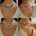 Wholesale starfish necklaces - european & american style, perfect for beach & vacation, faux pearl accents, women's layered necklace sets