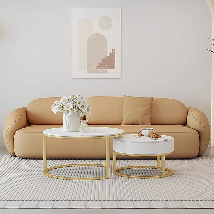 Small apartment living room double sofa, minimalist three-seater straight-row sofa for reception areas and office break rooms, including table and chairs