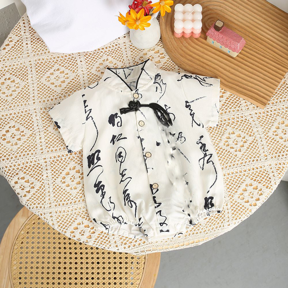 Baby summer casual fashion romper - lightweight newborn infant summer outfit - trendy short-sleeve bodysuit