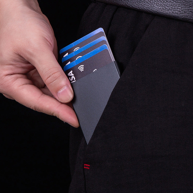 Manufacturer supplies anti-magnetic RFID automatic elastic card bag, ID bag, aluminum alloy anti-theft card box, bank card sleeve