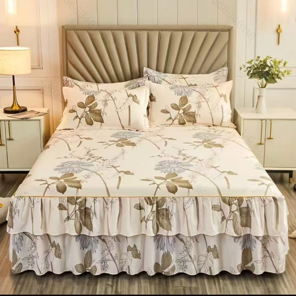 New arrival washed silk tencel ice silk embroider single bed skirt bedspread pure color machine washable 2m double bed sheets