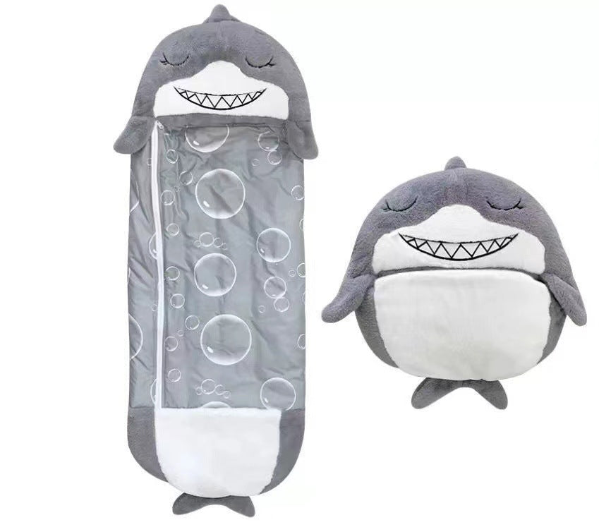 Kids' sleeping bag - foldable anti-kick quilt, children's sleeping bag with cartoon animal design and pillow
