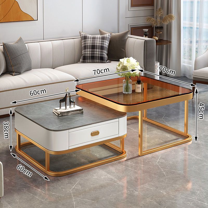 Modern minimalist sintered stone coffee table - luxury, trendy, space-saving design for small living rooms - available in various sizes for creative home combinations