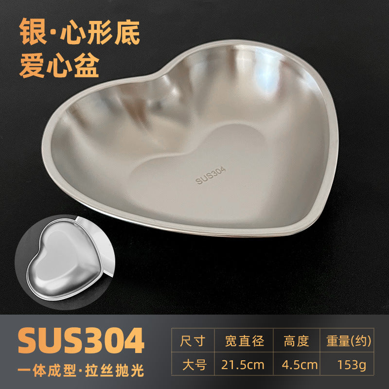 304 stainless steel heart-shaped snack plate dessert dish new year dried fruit plate candy sunflower seed nut plate for home use