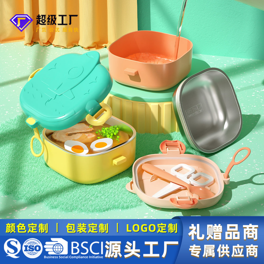 Baby insulated food bowl with water injection, 316 stainless steel baby lunch box, maternity and baby supplies, children's tableware wholesale