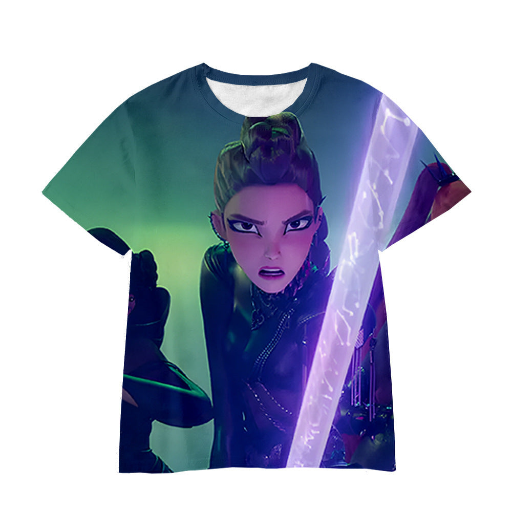 Witcher boy group 3d digital printing cross-border overseas casual loosefashion t-shirt k-pop girls t-shirt
