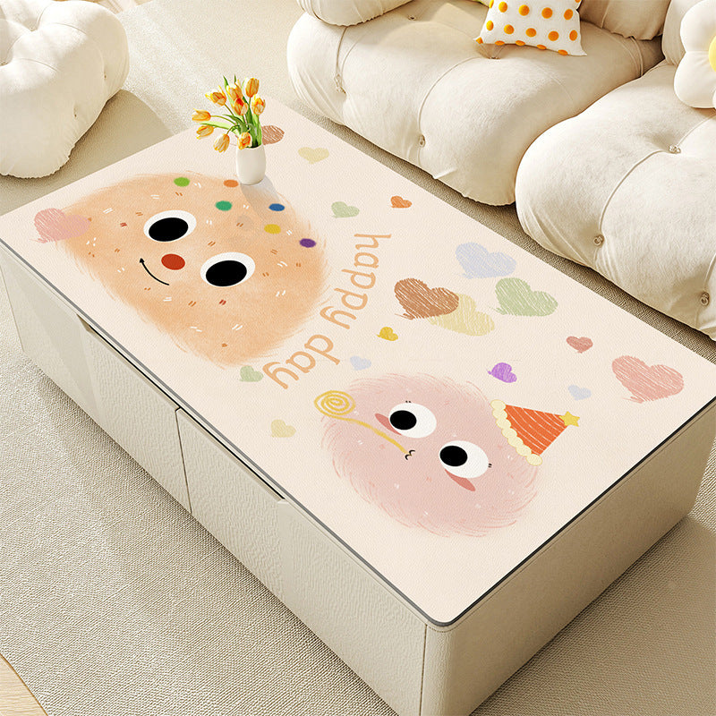 Environmentally friendly cartoon tablecloth waterproof and oil-proof coffee table mat silicone leave-in anti-ironing tablecloth living room protection dining table mat