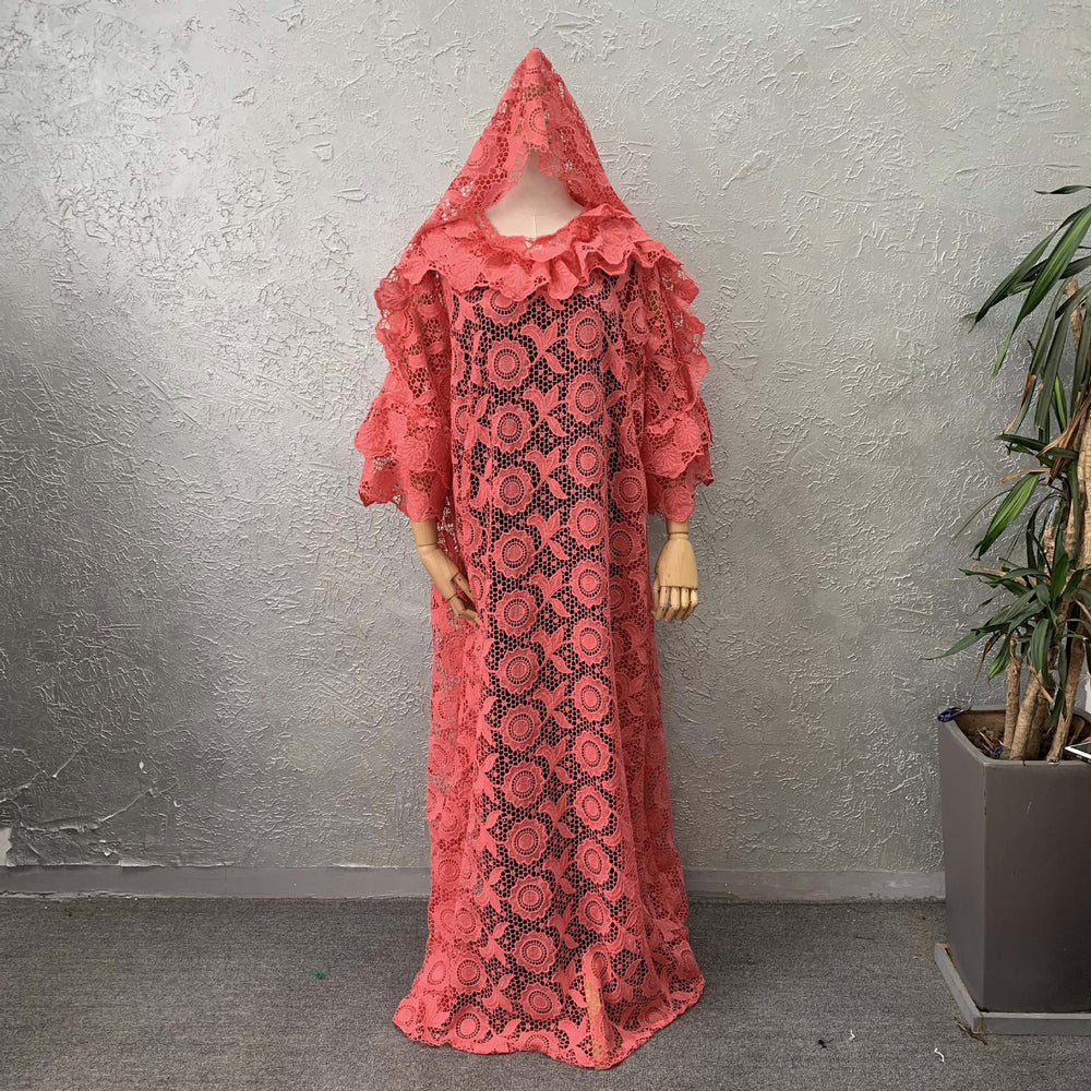 supply of lace looseplus size women's robe lace decoration round neck long sleeves european and american popular style big sale