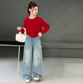 Girl hot diamond heartjeansstraight-legspring & fall style new arrivalfashionable spring clothing for middle-aged and large children loose pants