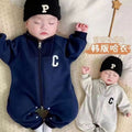 Baby rompers autumn and winter korean style baby clothes stylish fleece-lined super cute baby boy outerwear infant and toddler sweatshirt outing clothes